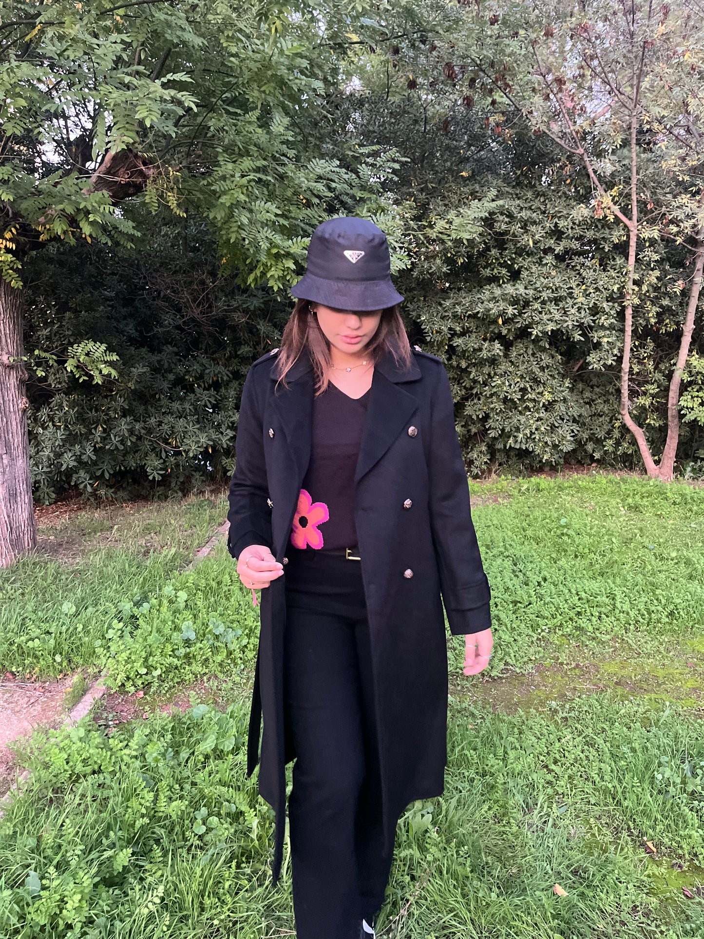 Manteau noir en laine classique