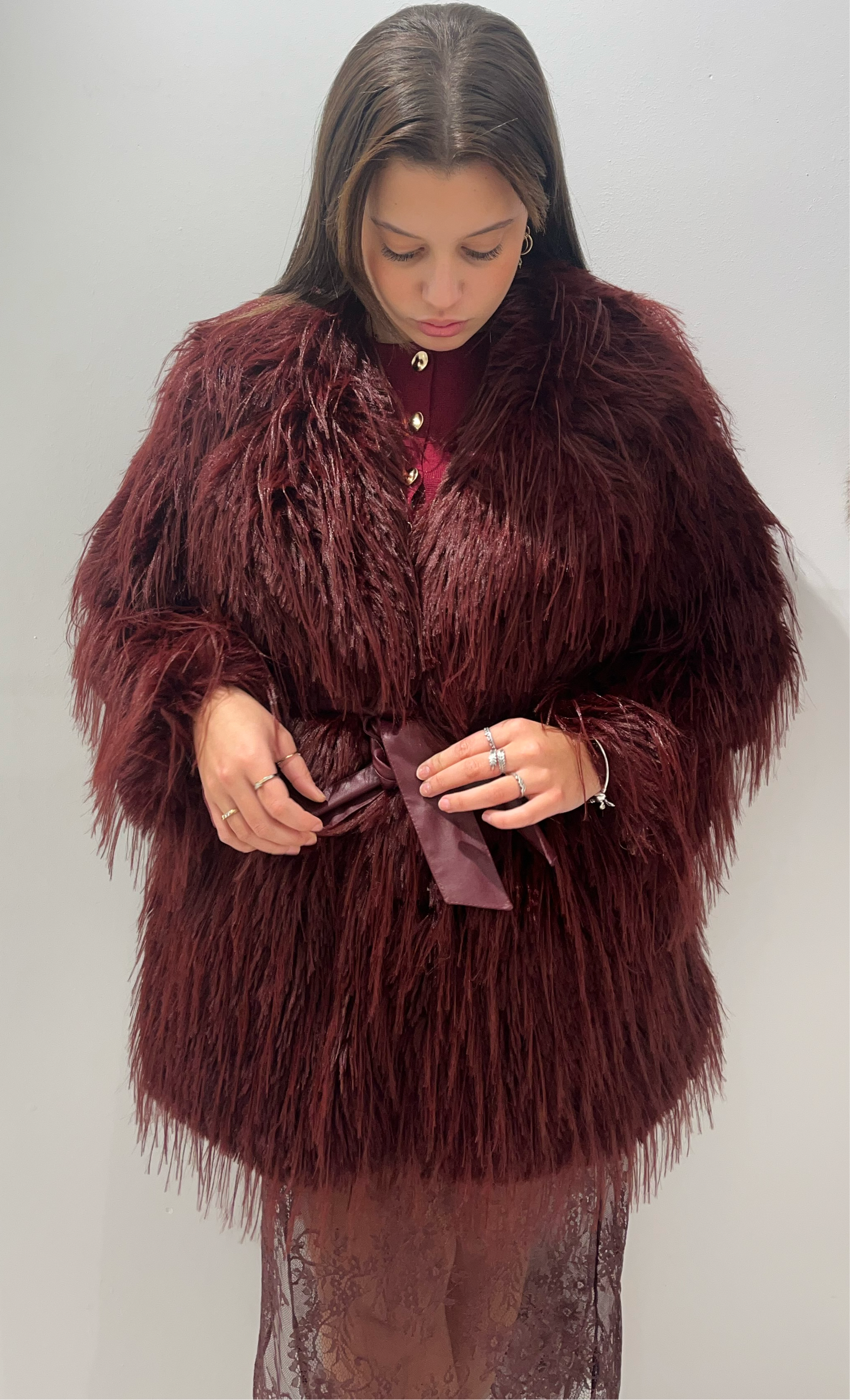 Manteau plume bordeaux