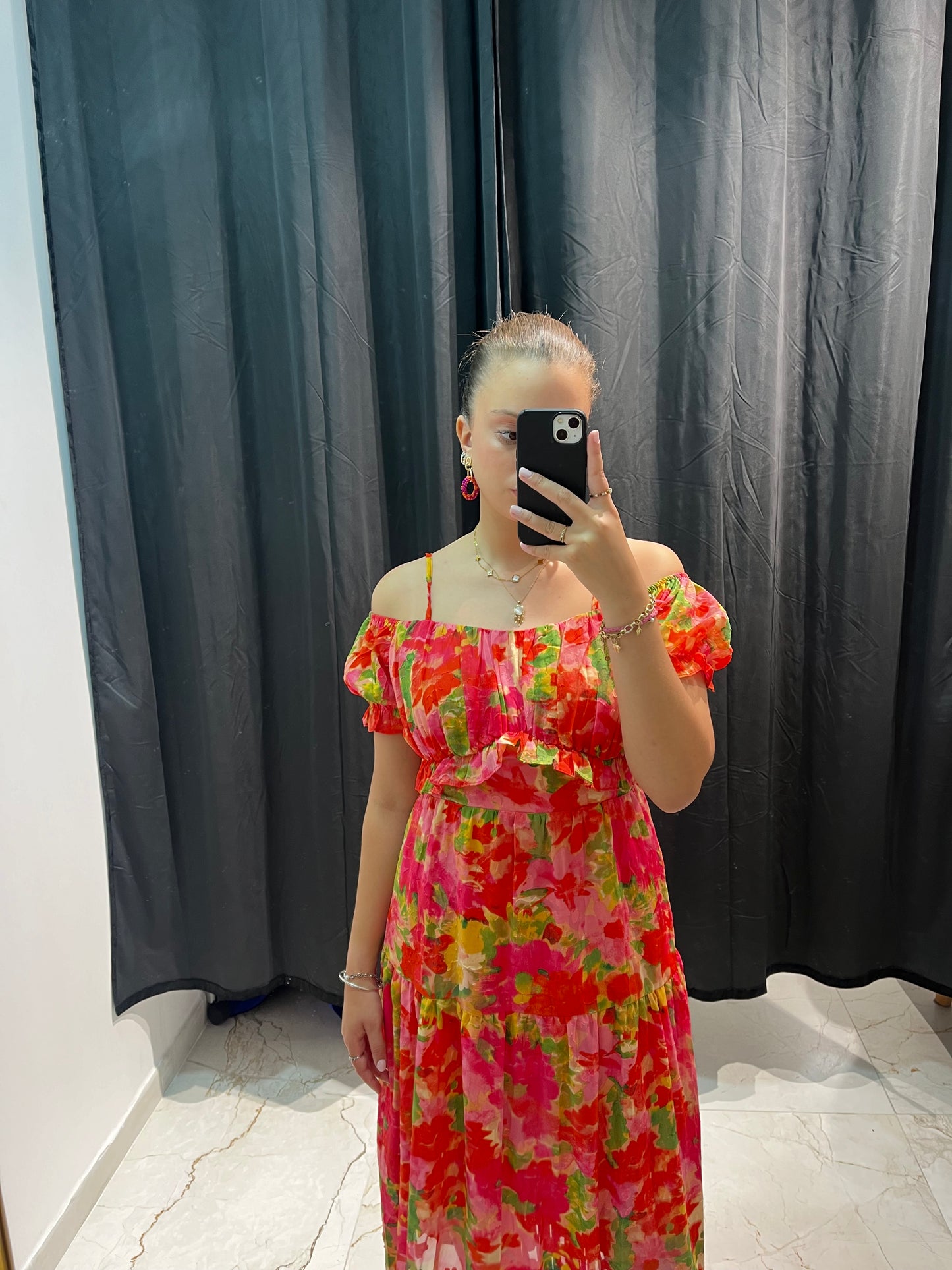 Robe longue à fleurs