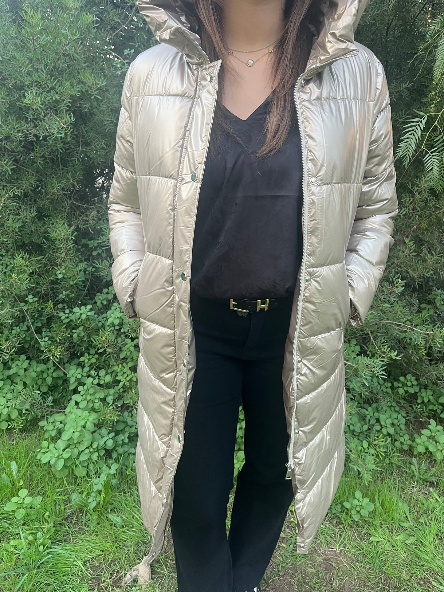 Doudoune longue doré