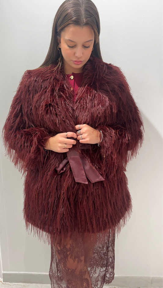 Manteau plume bordeaux
