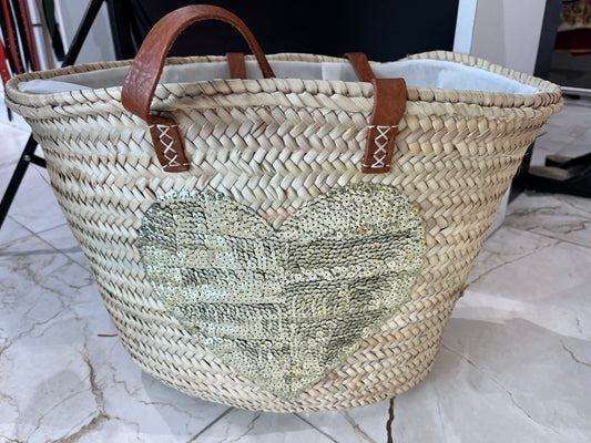Panier cœur doré