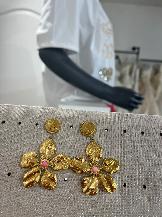 boucles fleur cœur rose