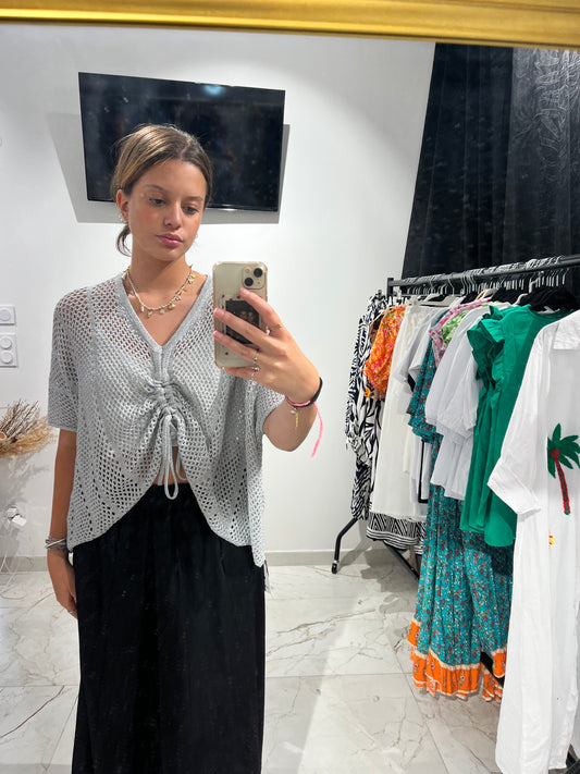 Haut crochet argenté