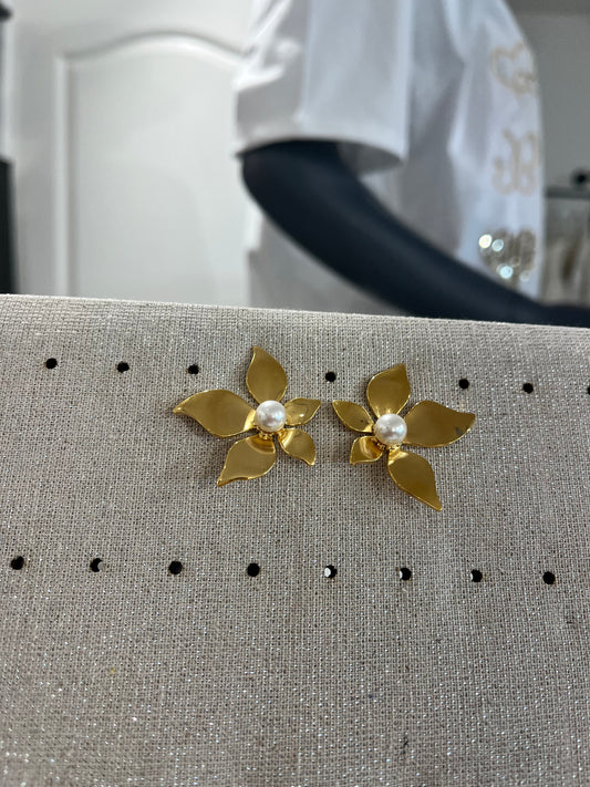 boucles fleur cœur perle