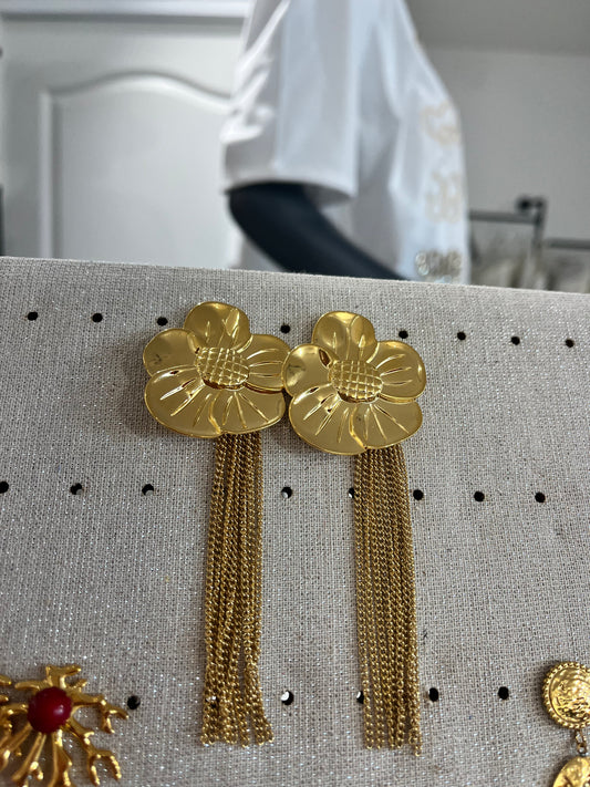 boucles fleurs avec pendentif
