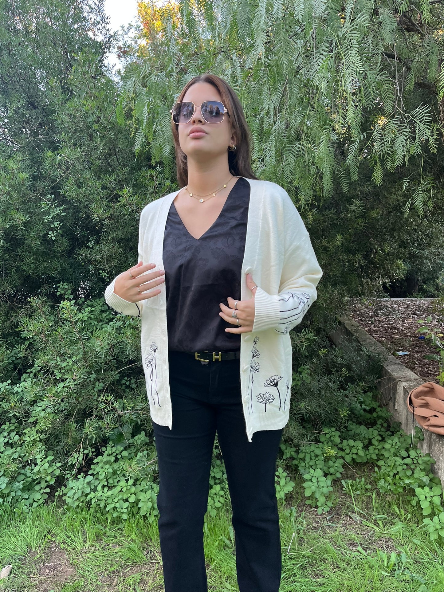 Gilet avec motif à fleur
